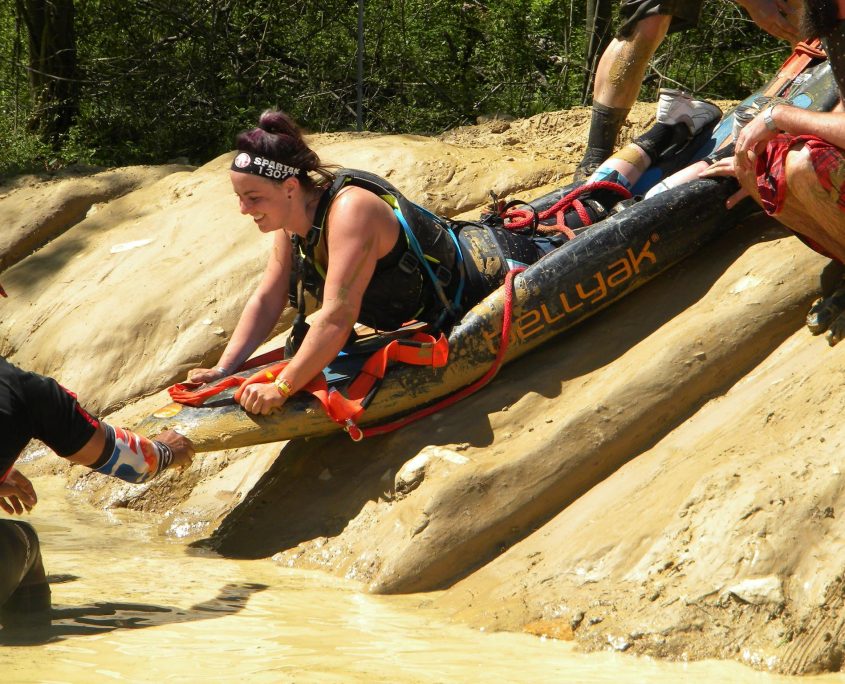 Using the bellyak for a mud obstacle