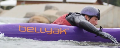 Leaning into a turn on the bellyak