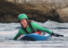 Anna on the Bellyak in the whitewater 2