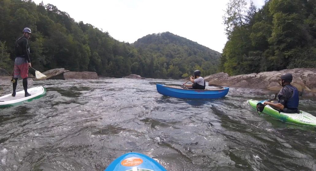 A SUP, Canoe, Kayak and bellyak on the Upper Gauley